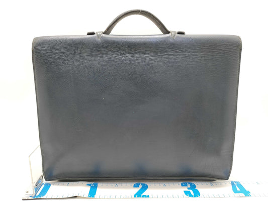 HERMES Sac A Depeche 38 Leather Briefcase, Navy Blue, C Stamped