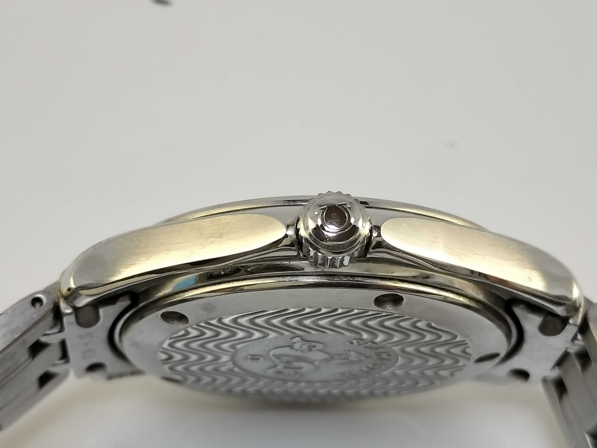 OMEGA SS/QZ Black Dial Men's Watch, Not Working/No Operational Guarantee