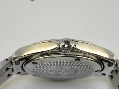 OMEGA SS/QZ Black Dial Men's Watch, Not Working/No Operational Guarantee