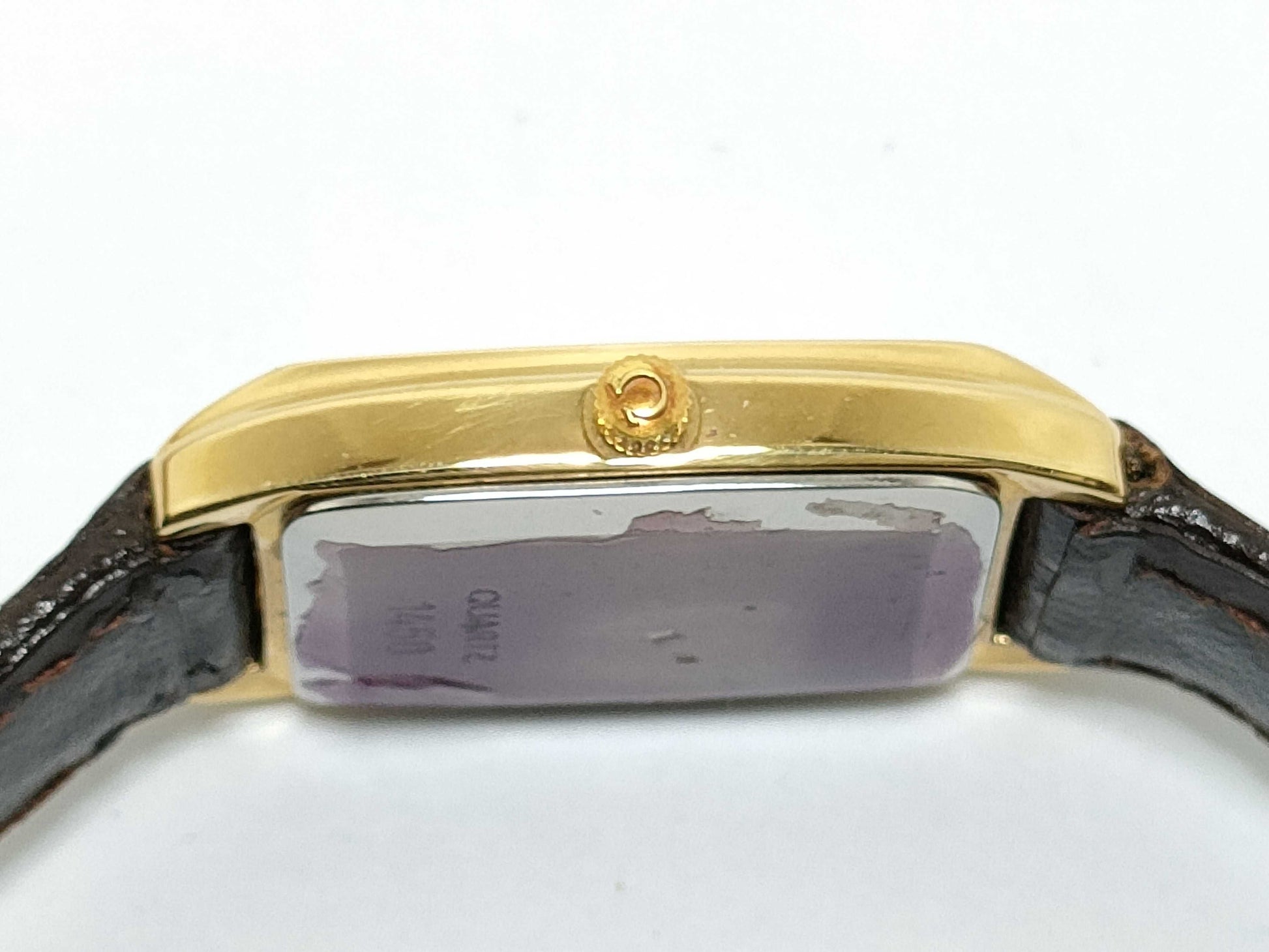 OMEGA De Ville Omega De Ville 1450 Stainless Steel/Leather/QZ Gold Dial Non-Working/No Operational Guarantee Women's Watch