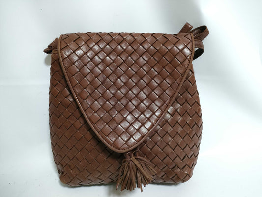 BOTTEGA VENETA Intrecciato Leather Shoulder Bag Brown