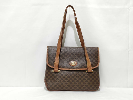 CELINE Macadam PVC and Leather Handbag M07 Brown