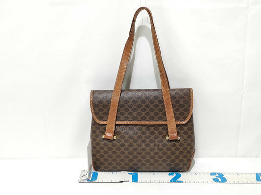 CELINE Macadam PVC and Leather Handbag M07 Brown