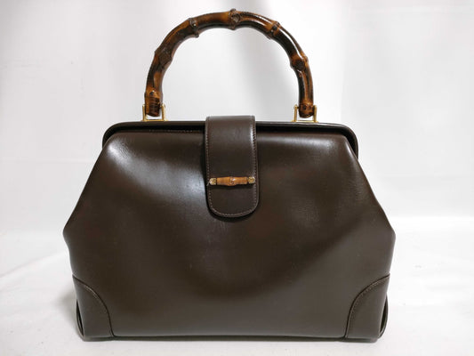 GUCCI Bamboo Leather Handbag 000・406・2370 Brown Handbag