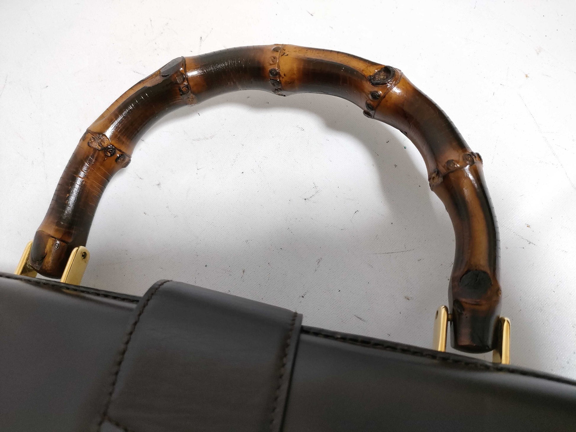 GUCCI Bamboo Leather Handbag 000・406・2370 Brown Handbag