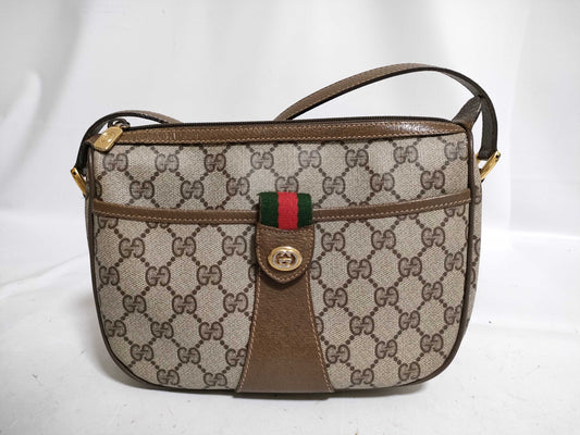 GUCCI GG Supreme Sherry Line Shoulder Bag 89, 02, 032 Mocha Shoulder Bag