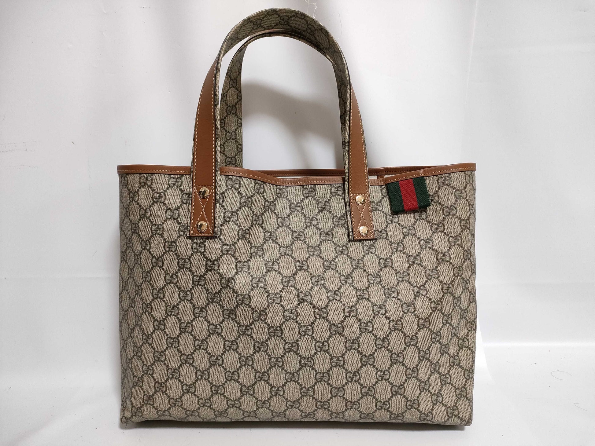 GUCCI GG Supreme Sherry Line Tote Bag 211134 493492 Mocha Tote Bag