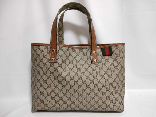 GUCCI GG Supreme Sherry Line Tote Bag 211134 493492 Mocha Tote Bag
