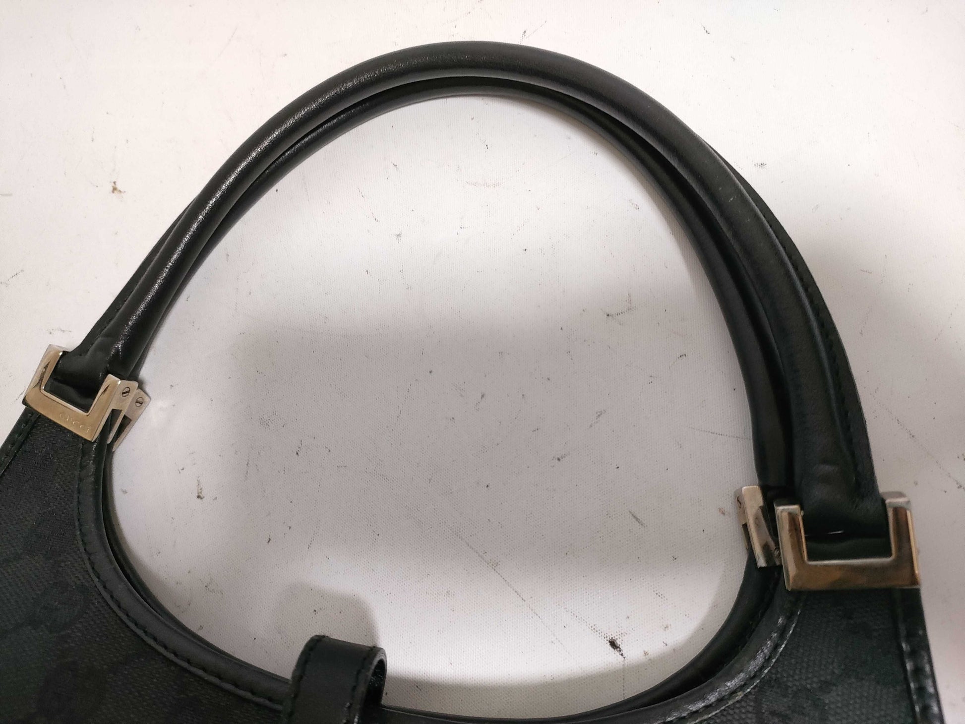 GUCCI GG Canvas Gucci Jackie GG Canvas Handbag 002・1068 001013 Black Handbag
