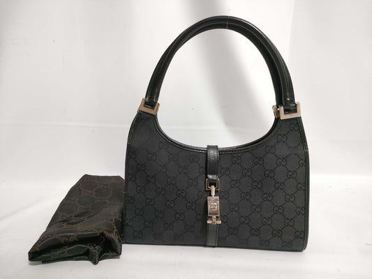 GUCCI GG Canvas Gucci Jackie GG Canvas Handbag 002・1068 001013 Black Handbag