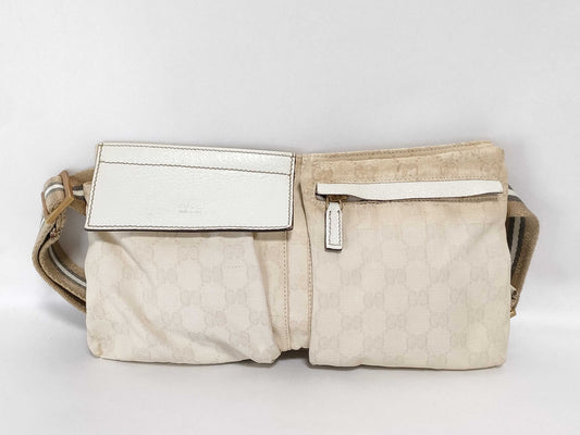 GUCCI GG Canvas Body Bag 28566 200047 White Shoulder Bag