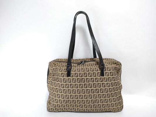 FENDI Zucchino Canvas Tote Bag with Zucca Pattern, Brown, 32028BH031019