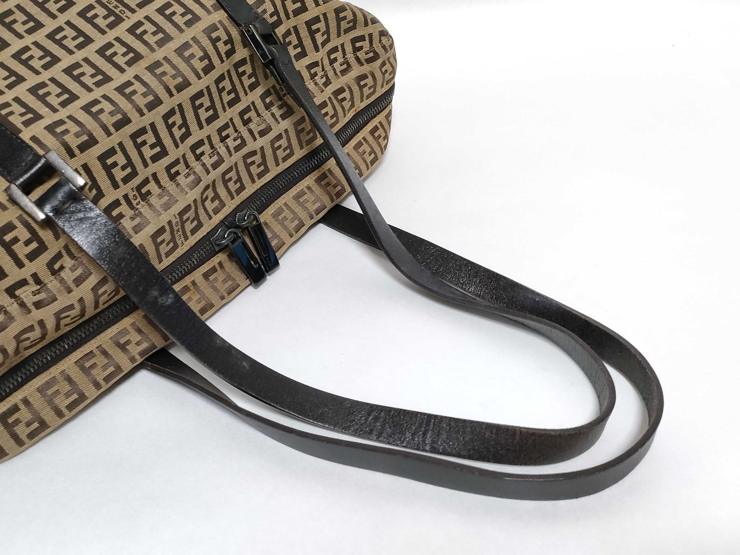 FENDI Zucchino Canvas Tote Bag with Zucca Pattern, Brown, 32028BH031019