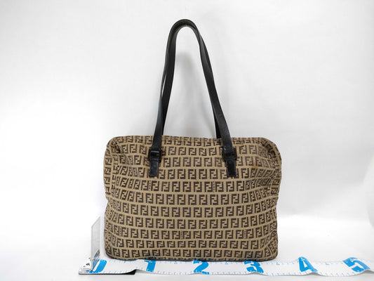 FENDI Zucchino Canvas Tote Bag with Zucca Pattern, Brown, 32028BH031019