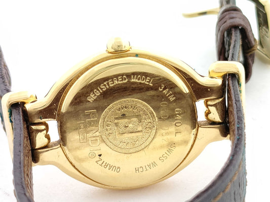 FENDI Model 640L Serial 030-032 GP/Leather/QZ Silver Dial Non-Working/No Operational Guarantee Women's Watch
