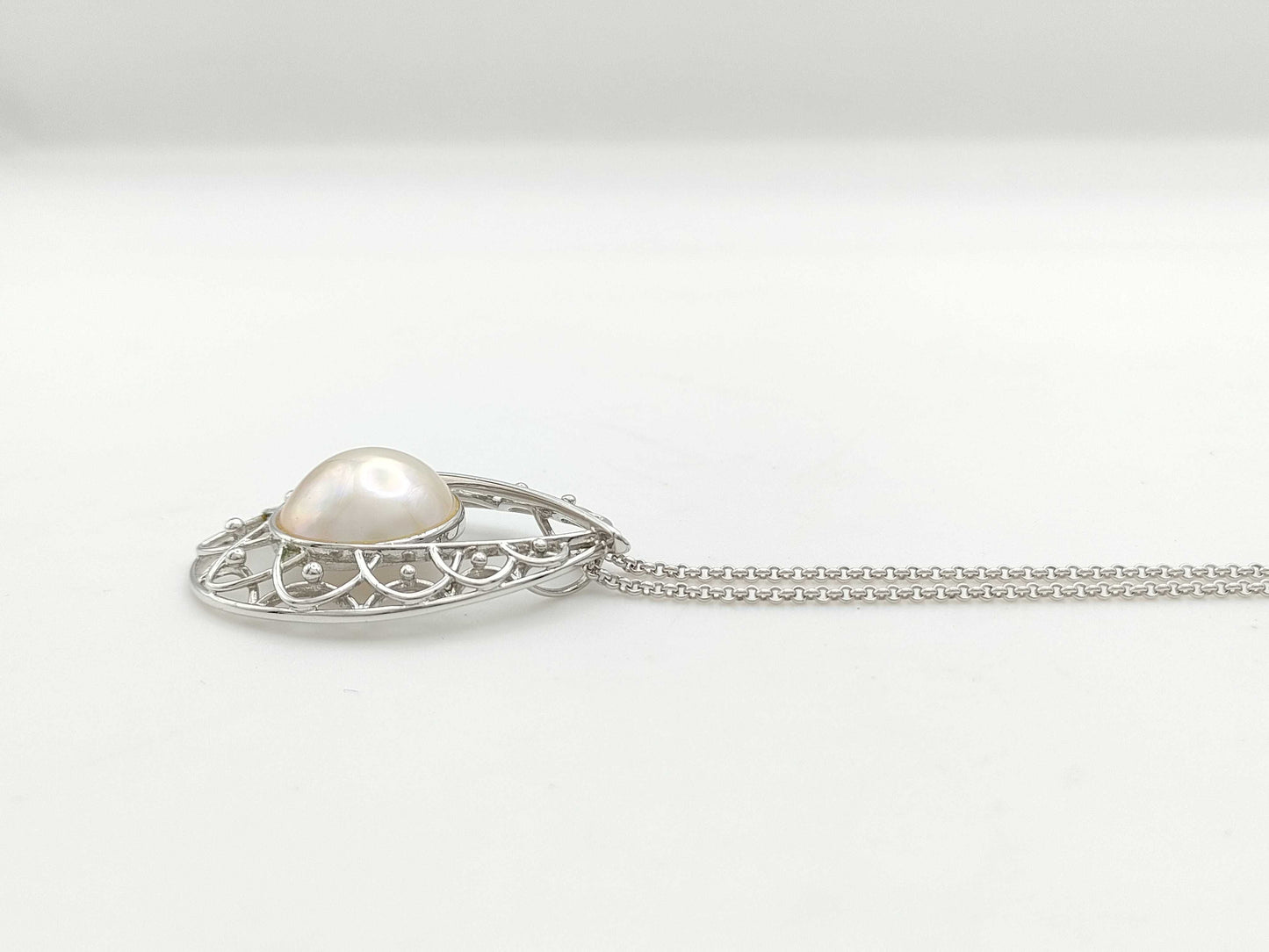TASAKI Mabe Pearl Necklace, Approx. 17.0mm Diameter, Sterling Silver, 11.7g 