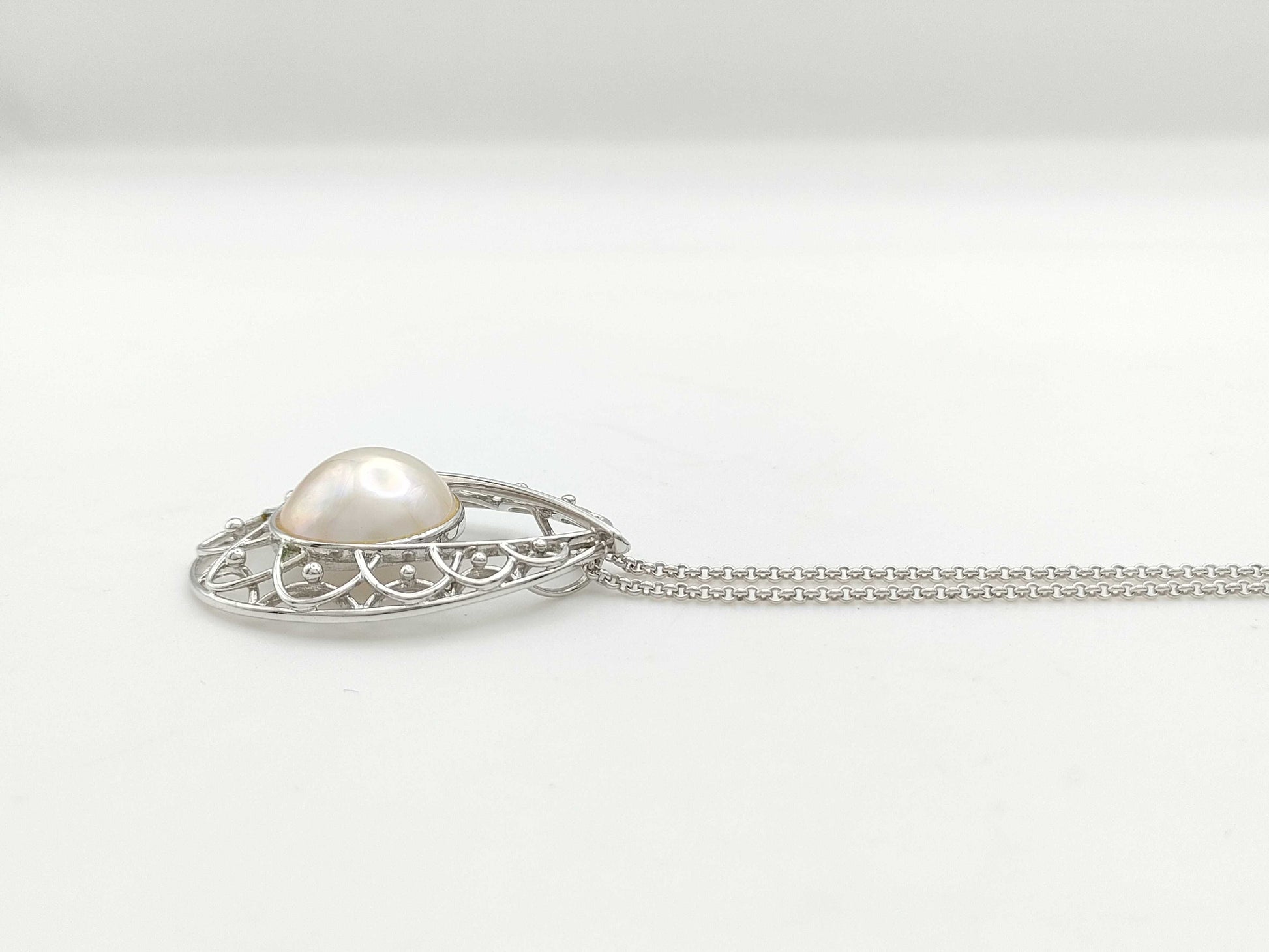 TASAKI Mabe Pearl Necklace, Approx. 17.0mm Diameter, Sterling Silver, 11.7g 