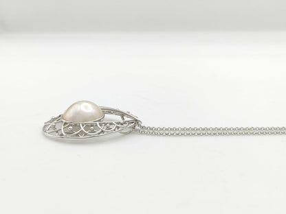 TASAKI Mabe Pearl Necklace, Approx. 17.0mm Diameter, Sterling Silver, 11.7g 