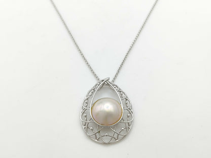 TASAKI Mabe Pearl Necklace, Approx. 17.0mm Diameter, Sterling Silver, 11.7g 