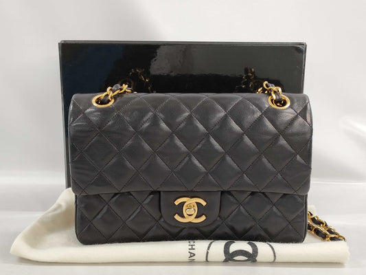 CHANEL Matelasse Double Flap Lambskin Shoulder Bag with Box