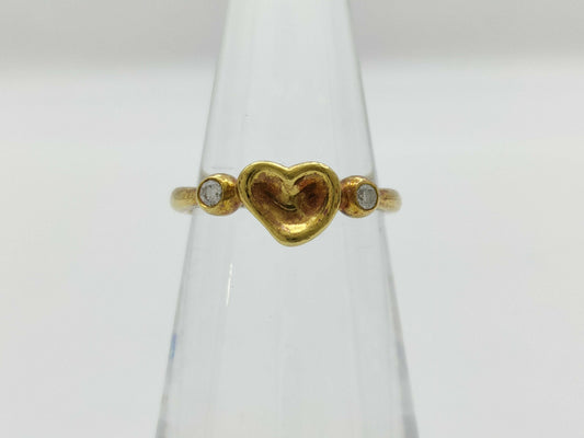 Tiffany & Co. Full Heart 2PD Yellow Gold 750 2.6g Ring 