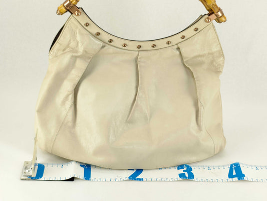 GUCCI Bamboo Gucci Bamboo Leather Handbag Beige Handbag
