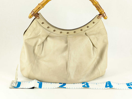GUCCI Bamboo Gucci Bamboo Leather Handbag Beige Handbag