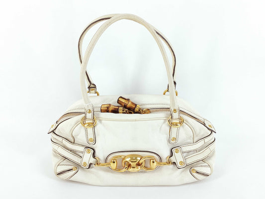 GUCCI Bamboo Horsebit Leather Handbag