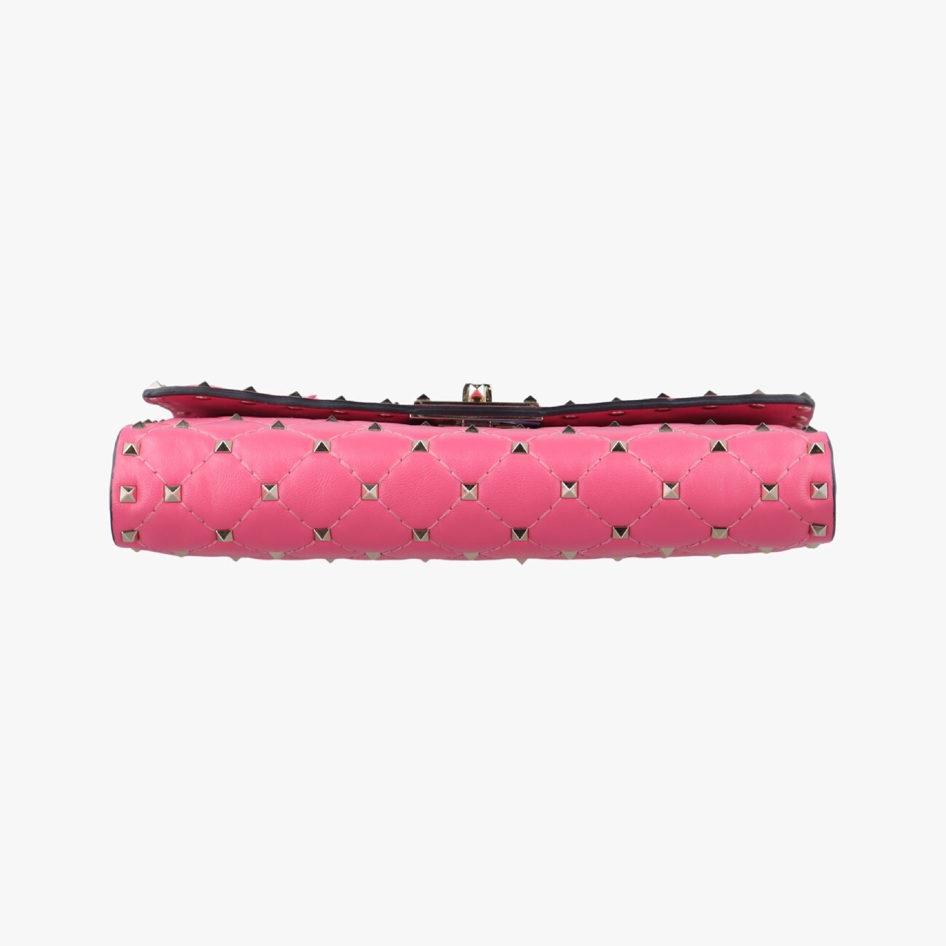 VALENTINO Rockstud Spike Pink Leather Shoulder Bag BL-P137NAP2