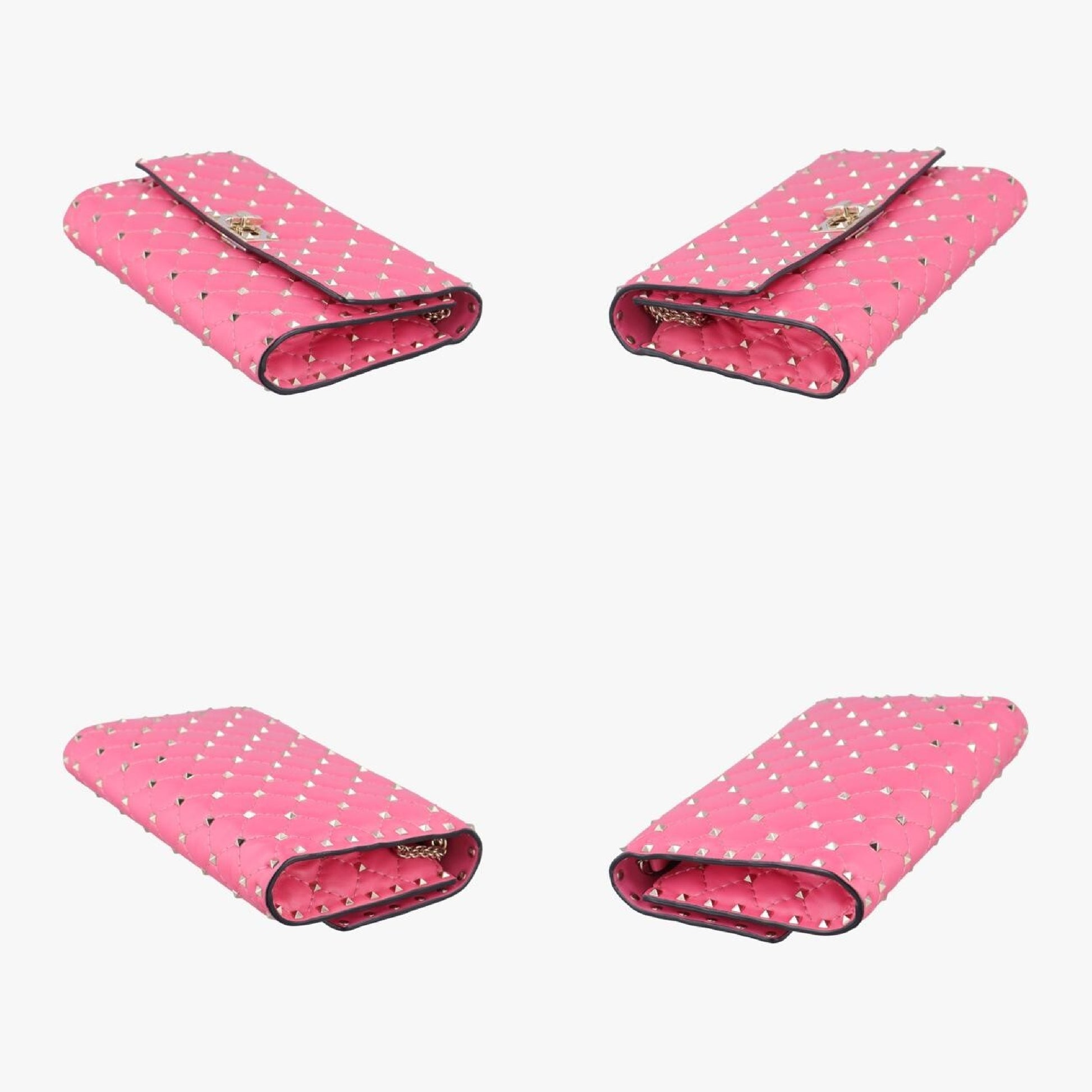 VALENTINO Rockstud Spike Pink Leather Shoulder Bag BL-P137NAP2