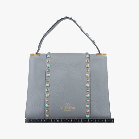 VALENTINO Rockstud Gray Leather Shoulder Bag BL-L997WQ22