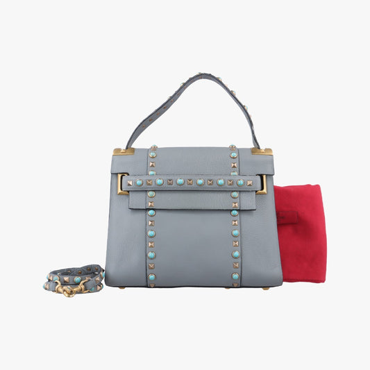 VALENTINO Rockstud Gray Leather Shoulder Bag BL-L997WQ22