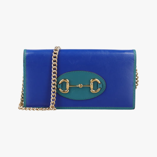 GUCCI Horsebit 1955 Blue Leather Shoulder Bag 621892