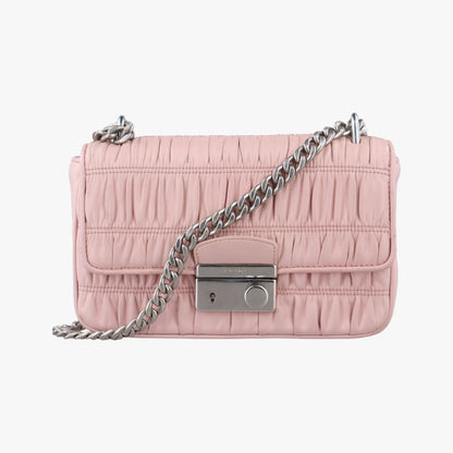 PRADA Nappa Gaufre Sound Lock Pink Lambskin Shoulder Bag 1BD139197