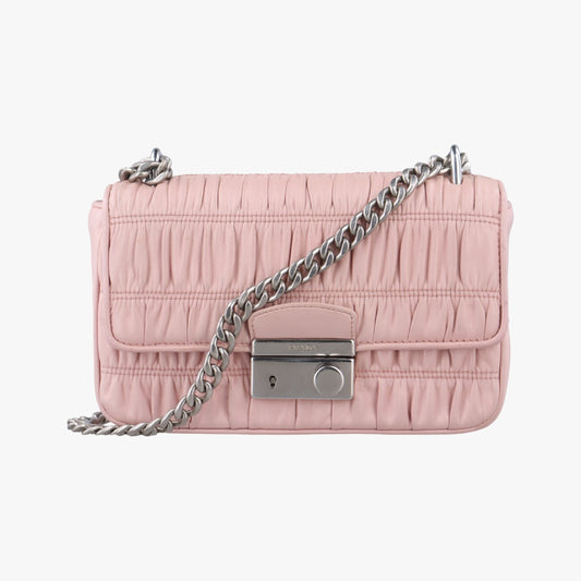 PRADA Nappa Gaufre Sound Lock Pink Lambskin Shoulder Bag 1BD139197