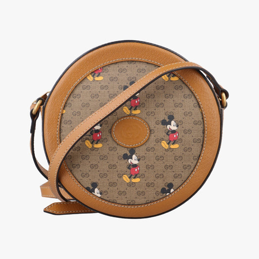 GUCCI Disney Collaboration Mickey Mouse Beige x Multicolor PVC Coated Canvas x Leather Shoulder Bag 603938F031583756