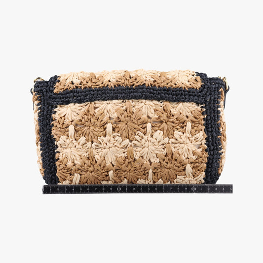 GUCCI GG Marmont Beige x Black Straw Shoulder Bag 574433A028727726