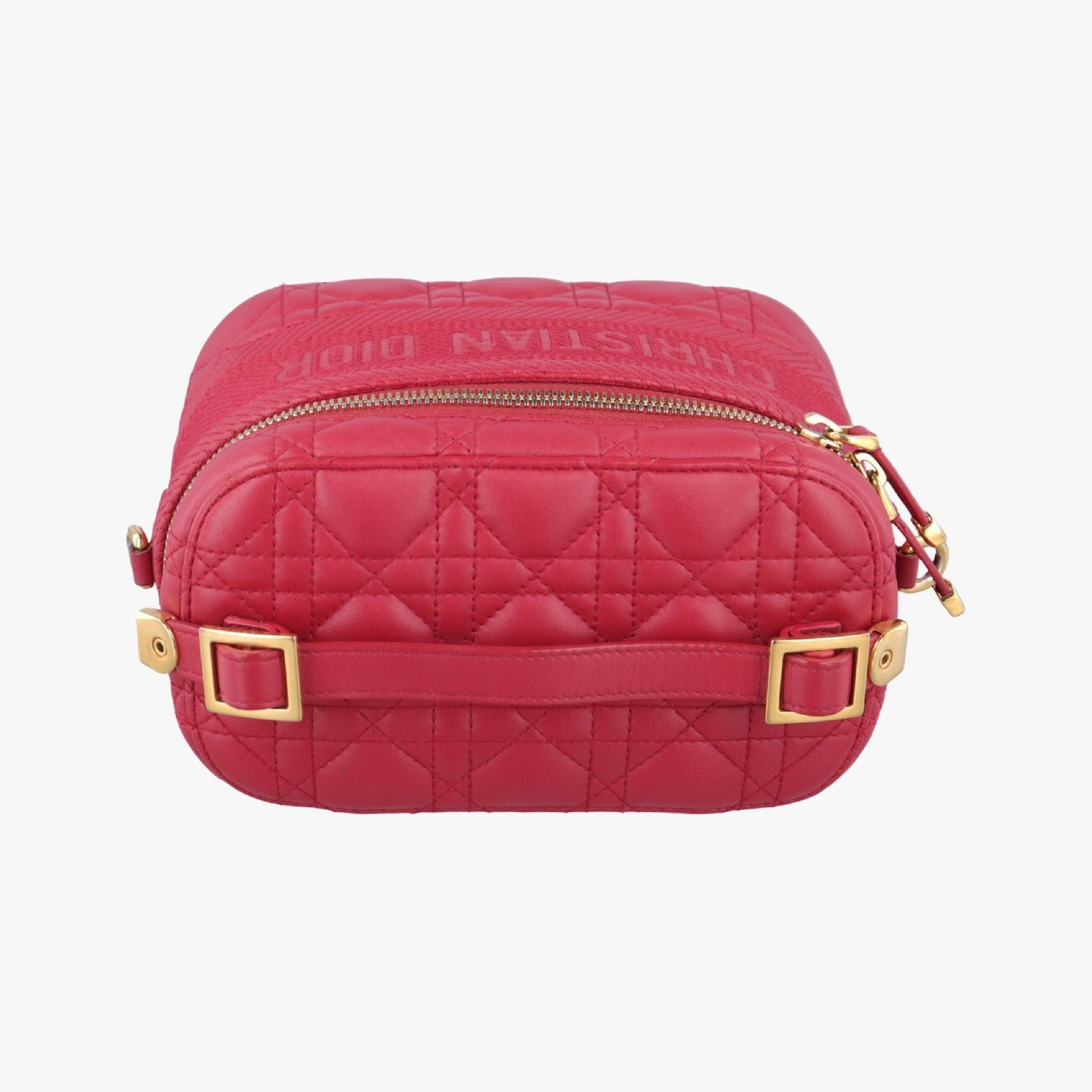 Dior Travel Small Vanity Cannage Red Lambskin Shoulder Bag 06-BO-0290