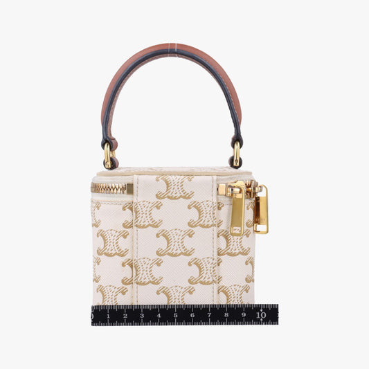 CELINE Triomphe Mini Vanity Case, White PVC Coated Canvas, U-DS-0243 Shoulder Bag