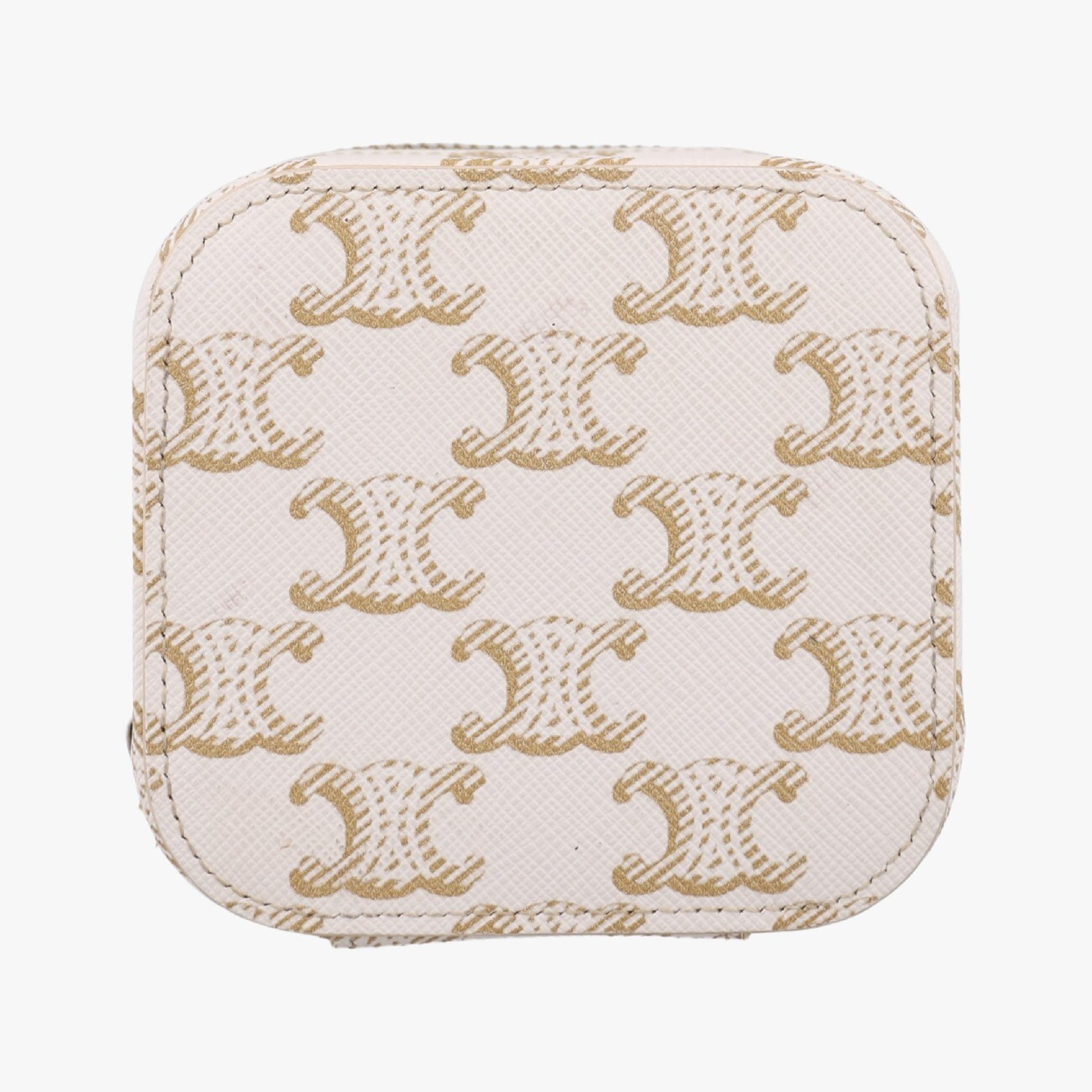 CELINE Triomphe Mini Vanity Case, White PVC Coated Canvas, U-DS-0243 Shoulder Bag