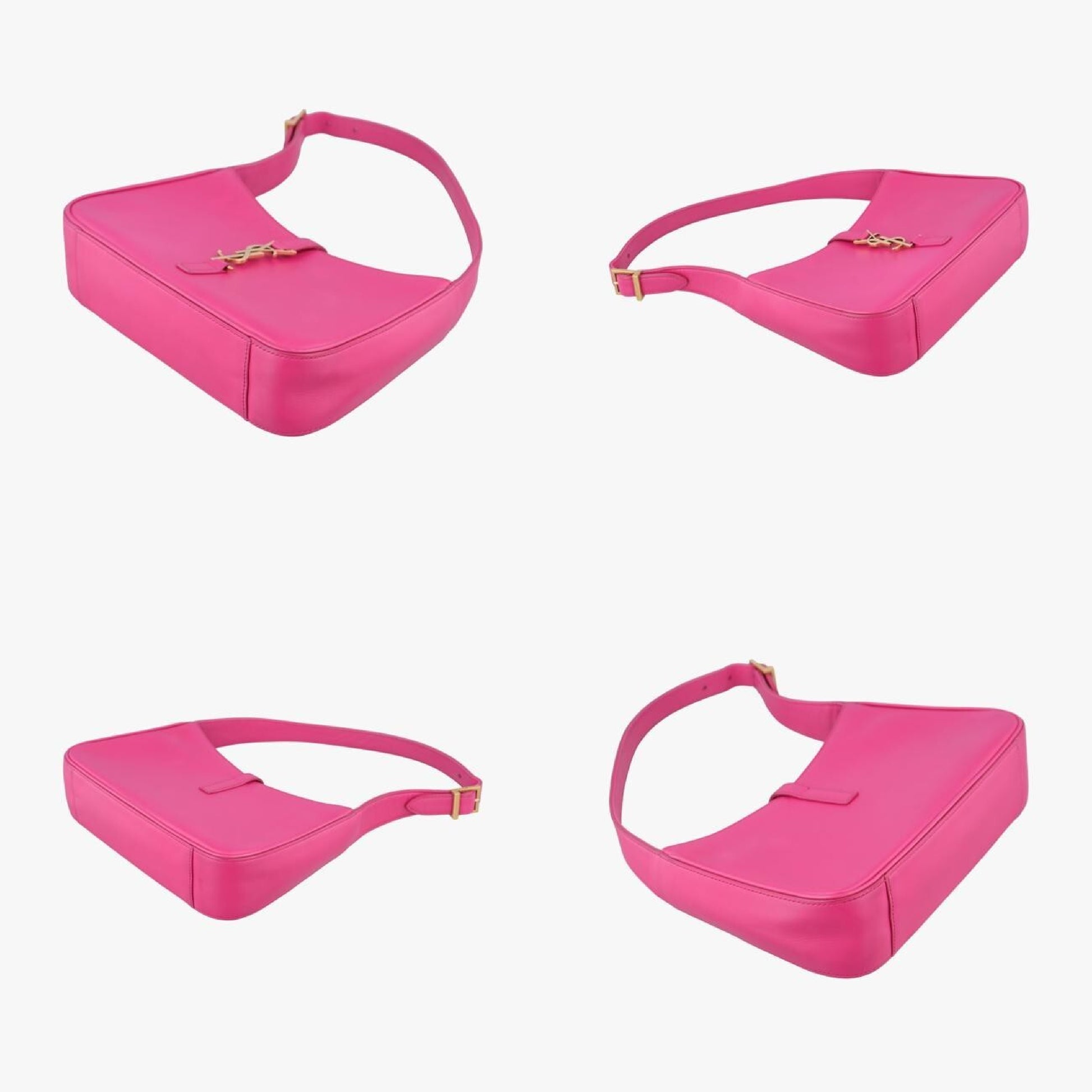 Yves Saint Laurent LE 5?7 Mini Hobo Shoulder Bag in Rose Red Leather 