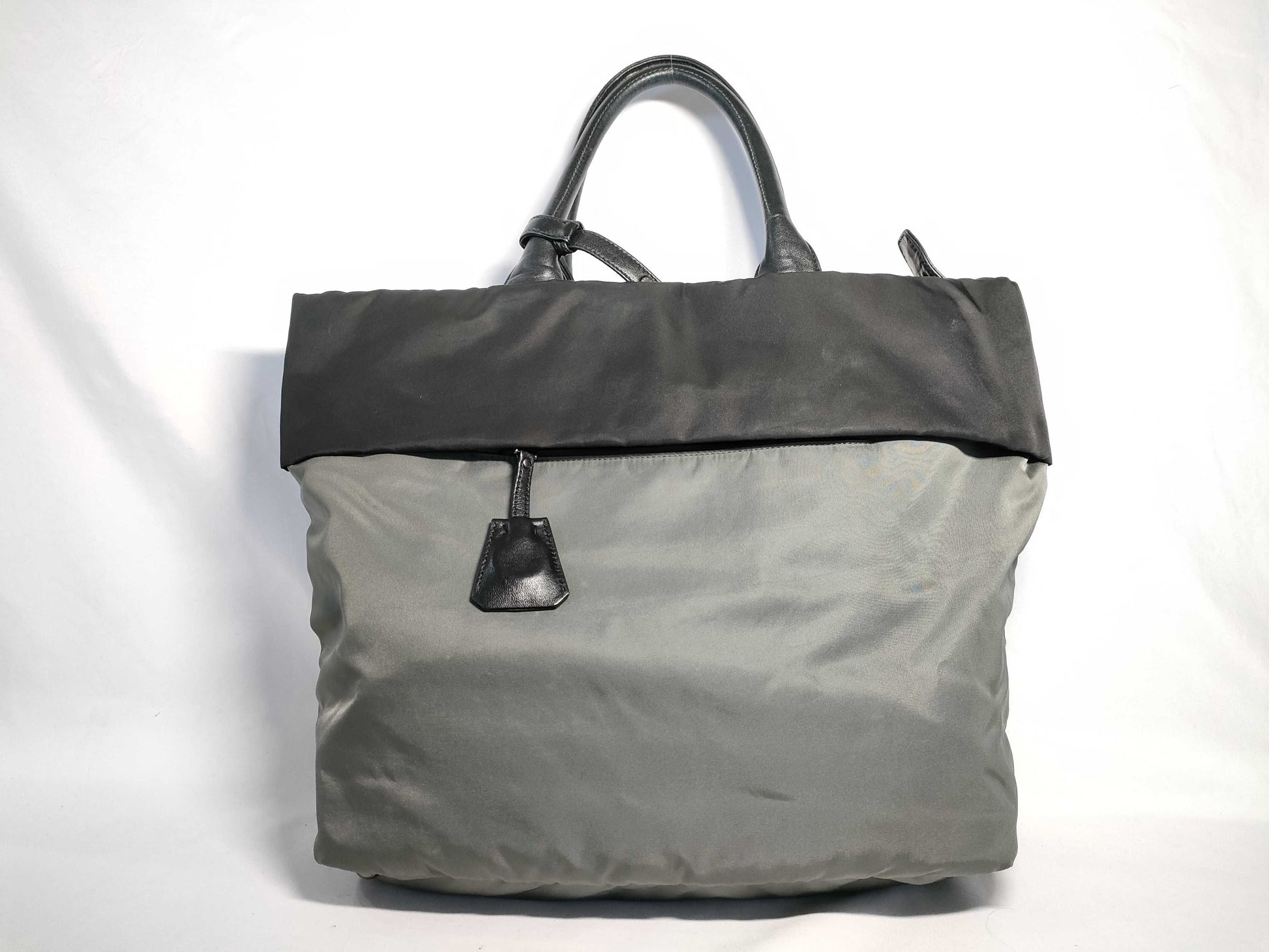 PRADA Nylon Prada Nylon Tote Bag Gray/Black