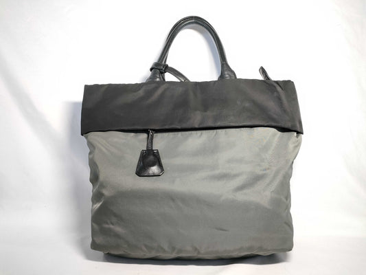 PRADA Nylon Prada Nylon Tote Bag Gray/Black