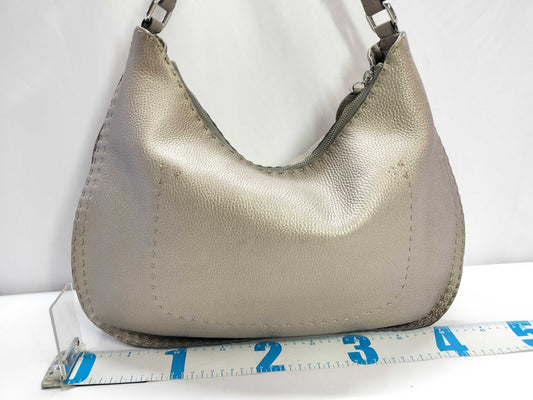 FENDI Selleria Leather One-Shoulder Bag Beige 8BR582 Shoulder Bag