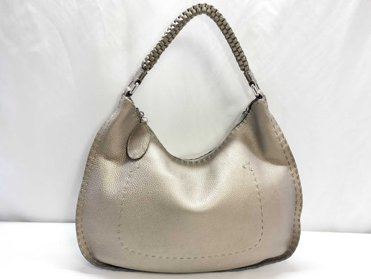 FENDI Selleria Leather One-Shoulder Bag Beige 8BR582 Shoulder Bag