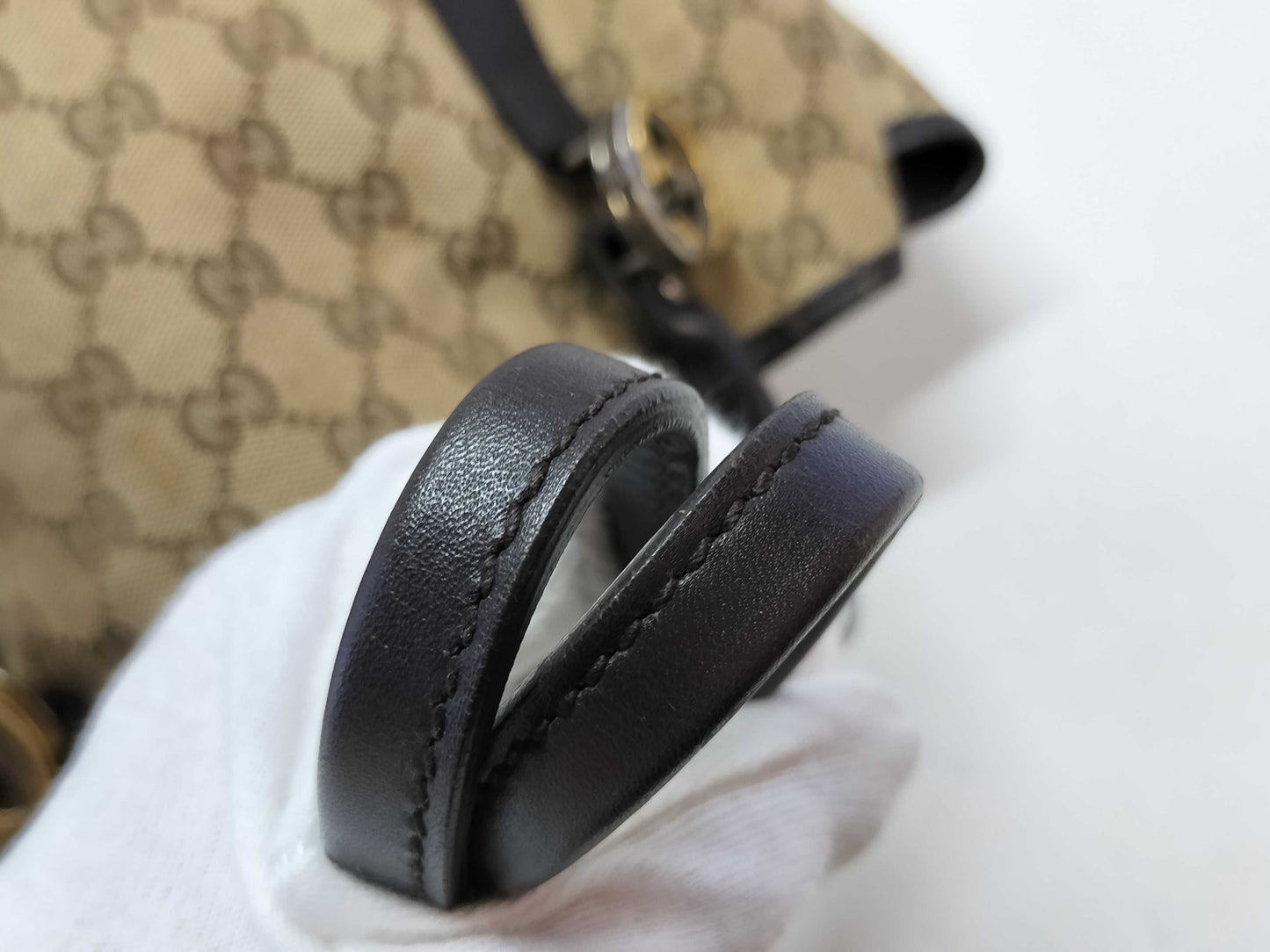 GUCCI GG Canvas ID - Gucci GG Canvas Brown x Beige Tote Bag Canvas x Leather #232957 - Grade B Tote Bag