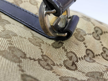 GUCCI GG Canvas ID - Gucci GG Canvas Brown x Beige Tote Bag Canvas x Leather #232957 - Grade B Tote Bag