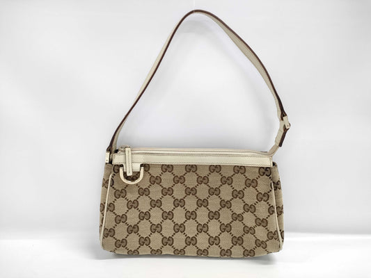 Gucci GG Canvas Canvas and Leather Shoulder Bag Beige 145750 Shoulder Bag