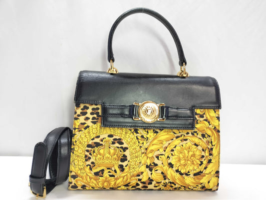 VERSACE Leather and Nylon Handbag