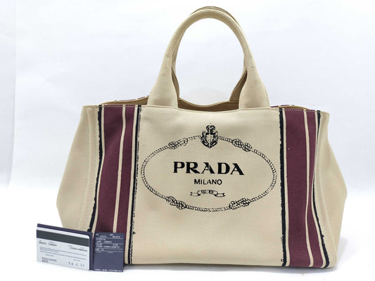 PRADA Tessuto Nylon and Leather Chain Tote Bag, Navy
